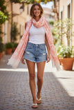 Happy High Hand Loomed Textured Jacquard Fabric Scarf Wrap coral