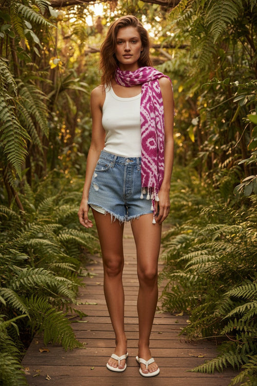 Happy Hippie Tie Dye Print Scarf Wrap purple