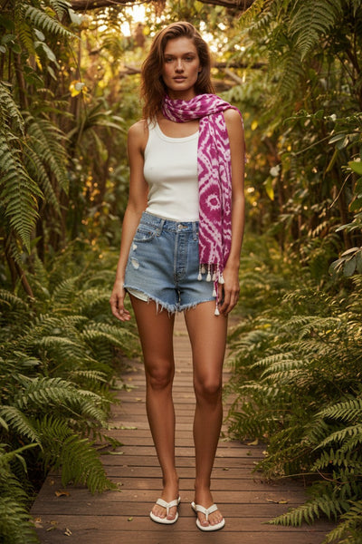 Happy Hippie Tie Dye Print Scarf Wrap purple