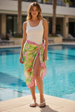 Hawaiian Paradise Lime and Pink Tropical Sarong Wrap