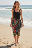 Hibiscus Garden Black with Bright Colors Soft and Sheer Print Wrap Sarong Scarf 2