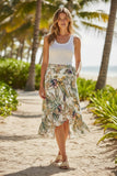 High Low Wrap Skirt in Tropical Escape Print white floral