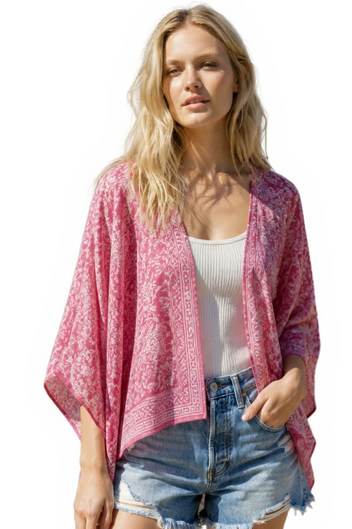 Hi Low Luxury Silk Bali Stamp Print Silk Top