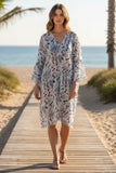 Inked Spots & Animal Print Coverup Bell Sleeve Kaftan 2
