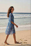 Island Vibes Blue Batik Tropical Sheer Isle Sundress Coverup 3