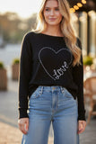 Jane Crewneck Zen Blend Sweater with Stitched Embroidery black heart