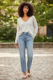 Zen Blend Emma Textured Loose Rib Knit  V-neck Pullover Sweater