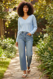 Zen Blend Emma Textured Loose Rib Knit  V-neck Pullover Sweater
