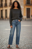 On the Horizon Boatneck Rib Knit Novelty Sweater in Paradise Blend