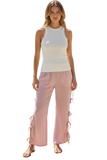Cotton Lurex Stripe Gauze Drawstring Side Tie Beachside Pant