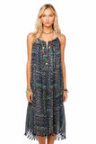 Keyhole Coverup Sundress in Geo Scribbles Blue Print dark