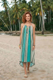 Keyhole Coverup Tassel Sundress in Doodle Dot Print 3 green