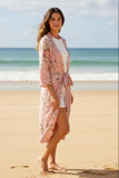 Kimono Coverup Robe Wrap Robe in Peony Petals Print 2