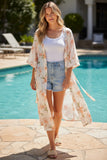 Kimono Coverup Wrap Robe in Painted Lillies Print