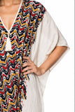 L19 Enchanting Garden White Natural Caftan Coverup