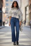 Large Plaid Soft and Cozy Blanket Wrap Scarf plaid grey natural