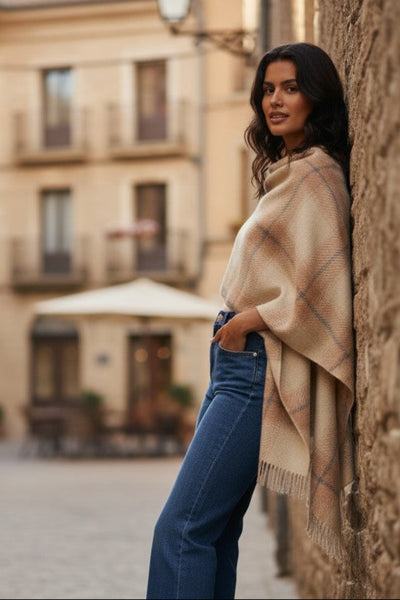 Large Plaid Soft and Cozy Blanket Wrap Scarf plaid soft tan 2