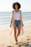 Leaves on the Wind Pastel Luxury Modal Print Made into a Kimono Coverup