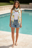 Lemon Balm Tassel Print Scarf Wrap