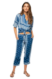 Lira Shibor Cotton Blue Pigment Dye Crop Beach Pant