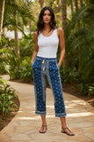 Lira Shibori Cotton Blue Pigment Dye Crop Beach Pant