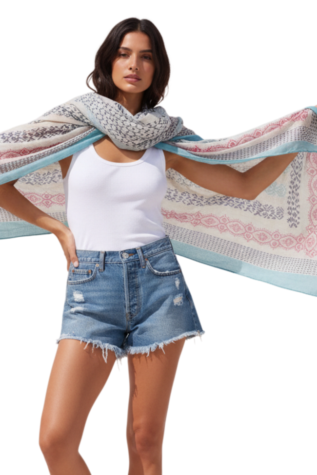 Little Lovely Tassel Light and Soft Print Scarf Wrap Sarong 4