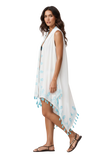 Long Draped Cotton Coverup Vest in Floral Loops Embroidery 2