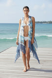 Long Draped Sheer Rayon Coverup Vest - Tie Dye Day Dream