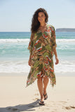 Lotus Green Pathway Luxury Print V-Neck Sundress Coverup
