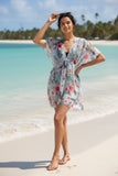 Love Story Sheer Tropical Print Isle Short Sundress Cover-Up
