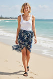 Lovely Lily Navy Blue with White Print Coverup Wrap Sarong
