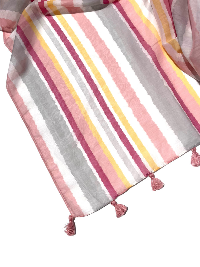 Sahara Stripe Sheer Print Bell Kaftan Coverup