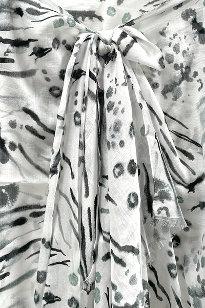 Inked Spots & Animal Print Bell-Sleeve Kaftan Cover-Up