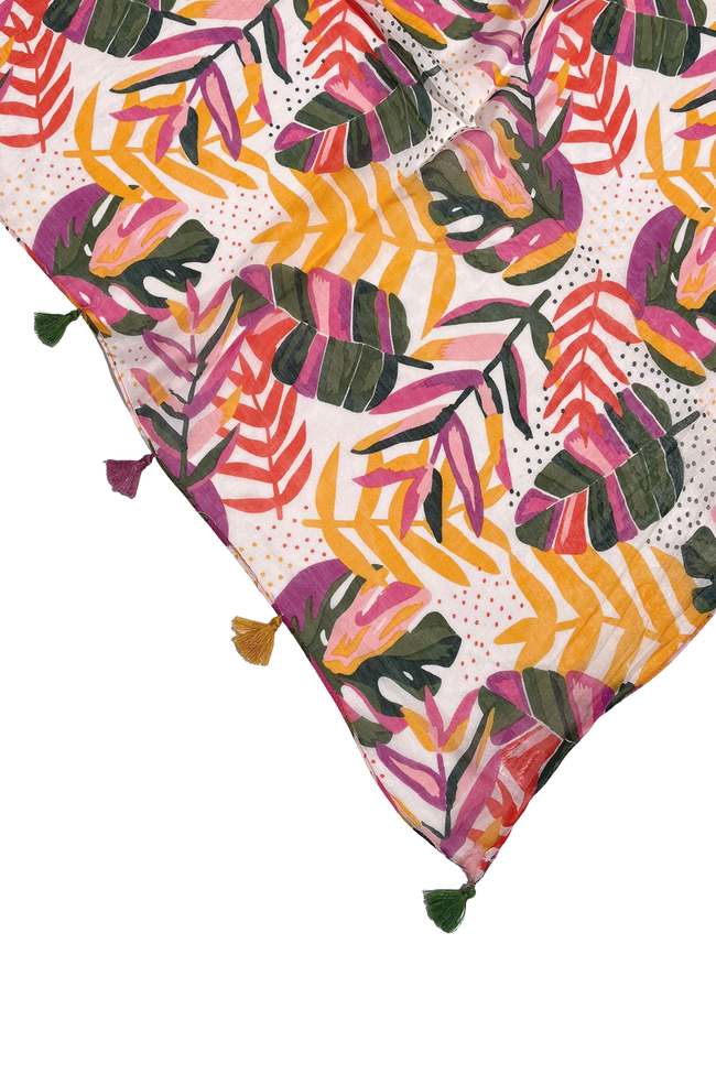 Tahiti Leaf Tropical Luxury Modal Print Sarong Wrap Scarf