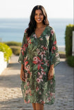 Madagascar Green Print Bell-Sleeve Kaftan Sundress 2