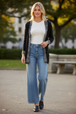 Maddie Contrasting Hoodie Reversible Sweater Cardigan black grey