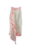 Magic Mirror Cotton Beach Sarong & Scarf – White with Neon Orange Embroider