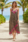 Maxi_Halter_Sundress_Cover-Up_Leopard_Stripe_Border_Stripe_tan, brown with hot pink