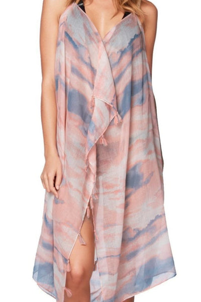 Maxi Halter Sundress Coverup in Dream Cloud Pastel Color Print