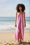 Maxi Halter Sundress Coverup in Waves & Wind Fuschia Pink Tie Dye