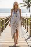 Maxi Tassel Coverup Sundress in Color me Pretty Woven Fabric 2