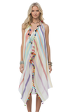 Maxi Tassel Coverup Sundress in Color me Pretty Woven Fabric 2 rainbow