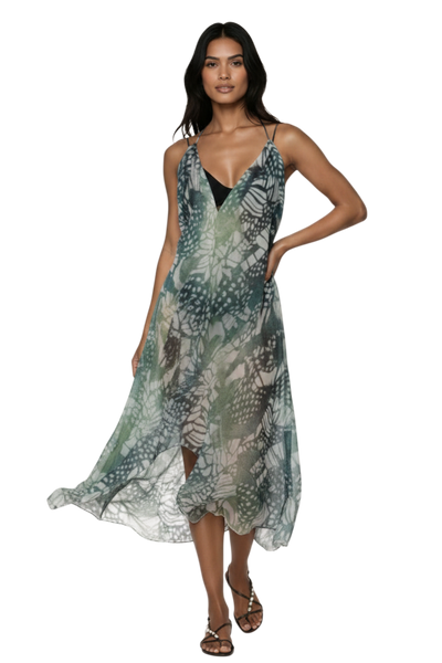 Maxi Tassel Coverup Sundress in Dragon Wings Print 2