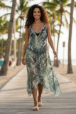 Maxi Tassel Coverup Sundress in Dragon Wings Print