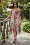 Maxi Tassel Sheer Cover-Up Sundress in Selena Floral Print