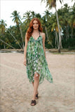 Maxi Tassel Sundress Coverup in Leafy Delight Print
