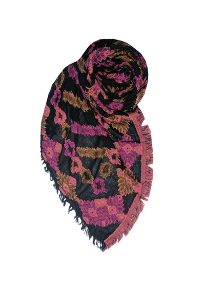 Menagerie Stripe Jacquard Fabric Scarf Wrap Sun Fuschia