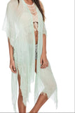 Metallic Border Solid Mint Green Kimono Croverup