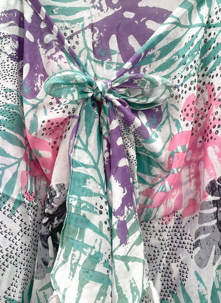 Miami Vice Large Palm Print Multi-Wear Sarong Scarf Wrap
