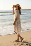 Morning Song Gold Print Fringe Kaftan Cover-Up 2